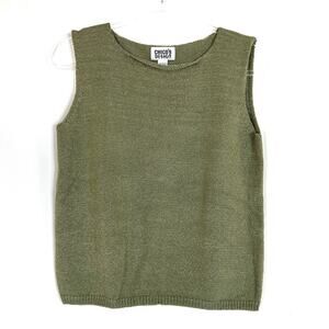 Chico's Design | Vintage Moss Green Knit Sweater Vest Tank Top Chicos 2/US LARGE